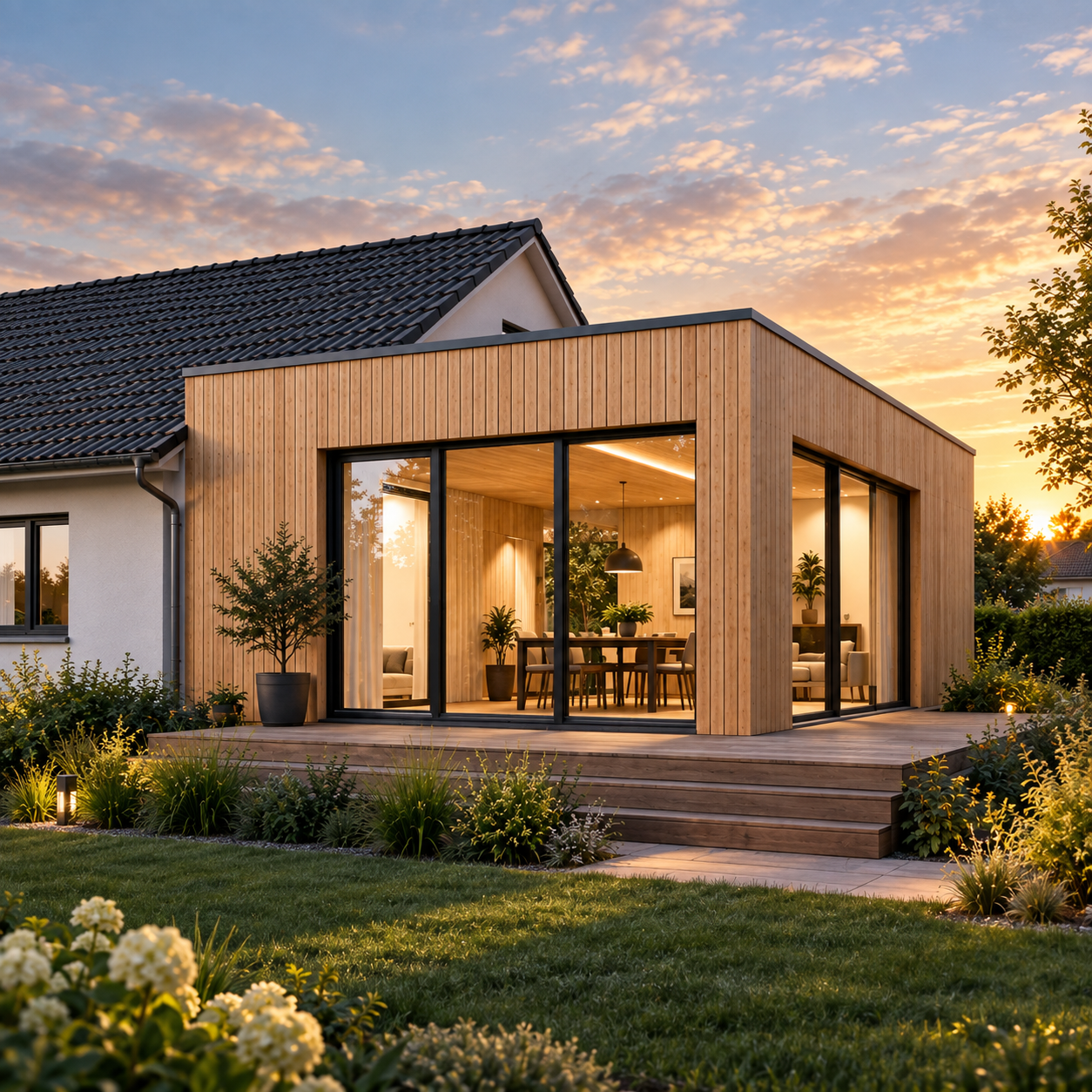 Holzbau für die Erweiterung eines Wohngebäudes